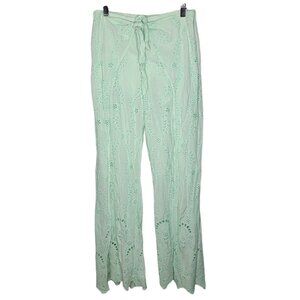 Young Fabulous &‎ Broke Small Light Green Mint Eyelet Split Leg Tie Pants S